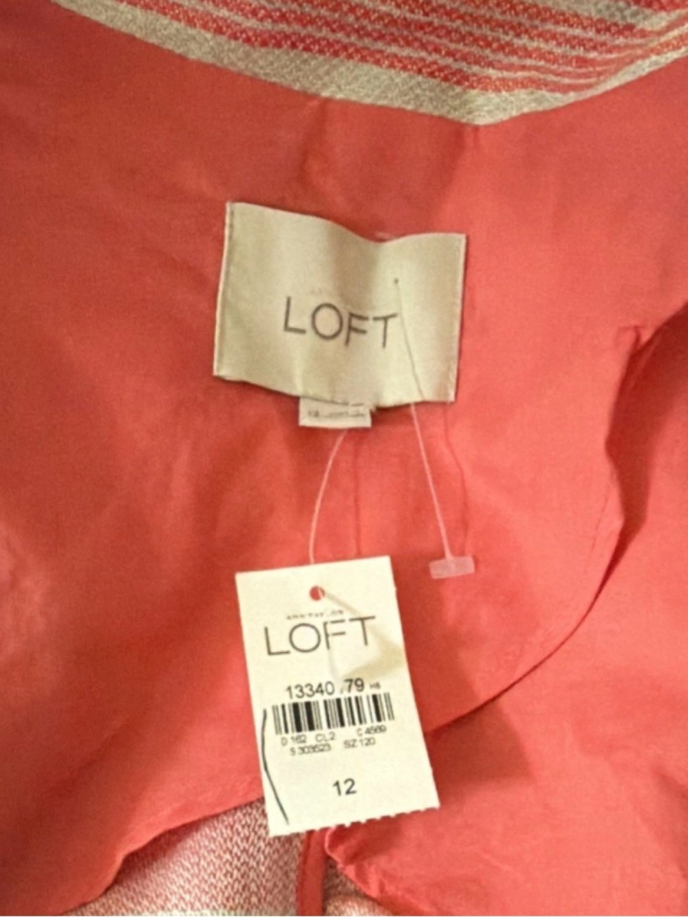 LOFT Pink and Cream Striped Cotton Blazer NWT - Picture 2 of 3